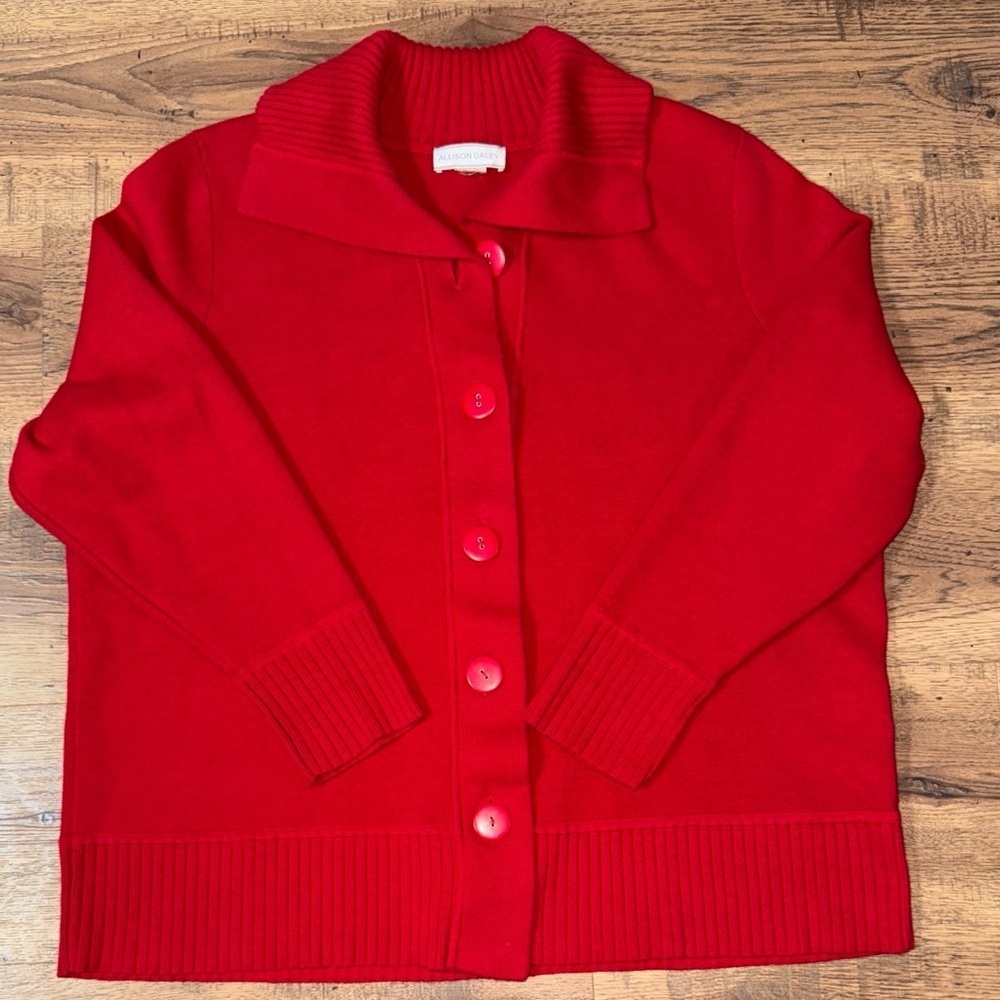 ALLISON DALEY Vibrant Red Cardigan XL